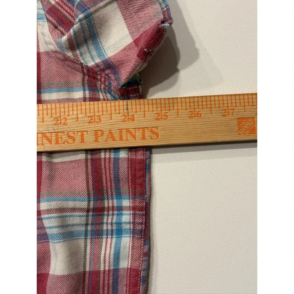 Lucky Brand Men's Red Blue White Plaid Pearl Snap Cotton Short Sleeve XXL_4